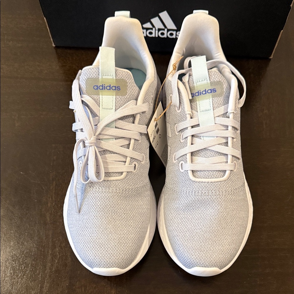 adidas Light Gray Mesh Lace-Up Sneakers